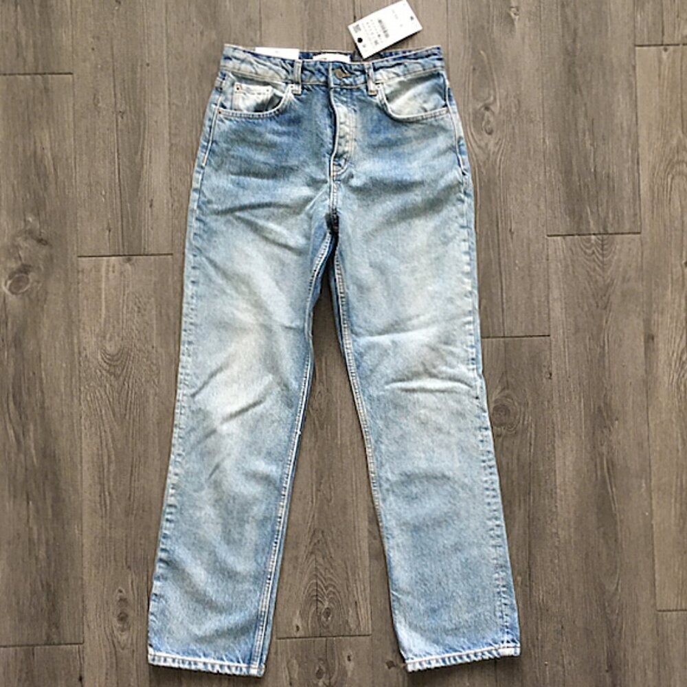Zara The Mid-Rise Straight Cropped Jean Sz 4